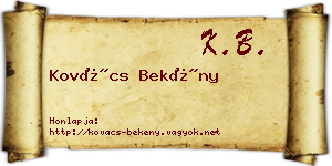 Kovács Bekény névjegykártya